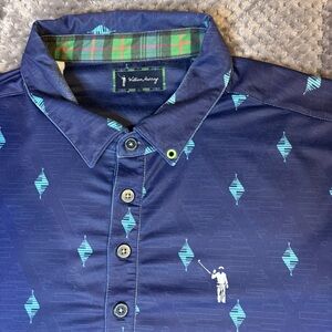 William Murray Golf Navy and Teal Patterned Shirt